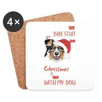 Berger australien Joyeux Noël - Dessous de verre (lot de 4) - blanc - Devant