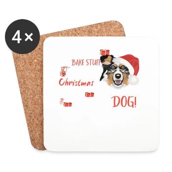 Berger australien Joyeux Noël - Dessous de verre (lot de 4) - blanc - Devant