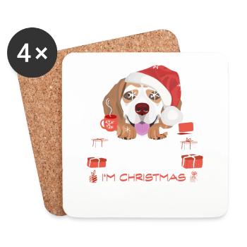 Beagle Weihnachtsmarkt - Untersetzer (4er-Set) - Weiß - Vorne