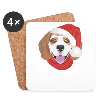 Beagle Frohe Weihnachten - Untersetzer (4er-Set) - Weiß - Vorne
