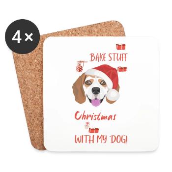 Beagle Frohe Weihnachten - Untersetzer (4er-Set) - Weiß - Vorne