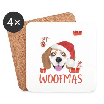 Beagle Frohe Weihnachten - Untersetzer (4er-Set) - Weiß - Vorne
