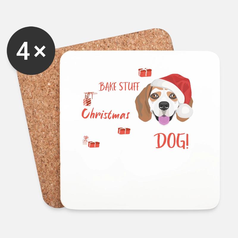 Beagle Frohe Weihnachten - Untersetzer (4er-Set) - Weiß