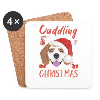 Beagle Frohe Weihnachten - Untersetzer (4er-Set) - Weiß - Vorne