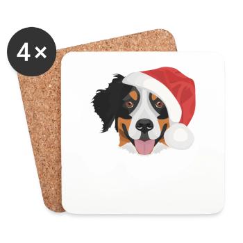 Bouvier Bernois Joyeux Noël - Dessous de verre (lot de 4) - blanc - Devant