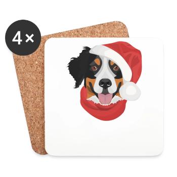 Bouvier Bernois Joyeux Noël - Dessous de verre (lot de 4) - blanc - Devant