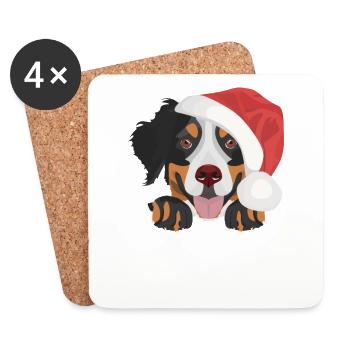 Bouvier Bernois Joyeux Noël - Dessous de verre (lot de 4) - blanc - Devant