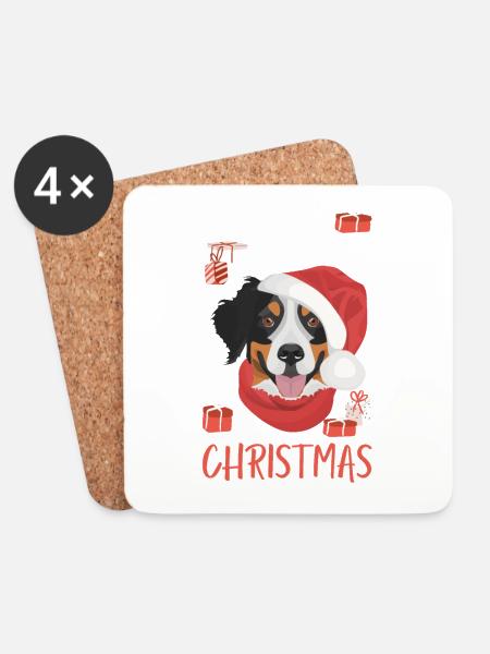 Berner Sennenhund Frohe Weihnachten - Untersetzer (4er-Set) - Weiß