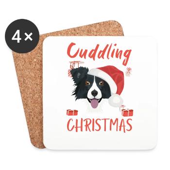 Border Collie Merry Christmas - Coasters (set of 4) - white - Front