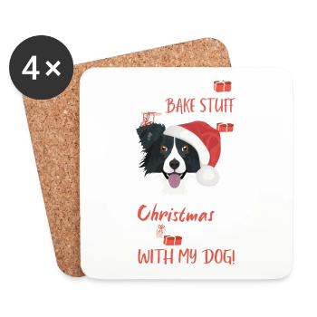 Border Collie Merry Christmas - Coasters (set of 4) - white - Front
