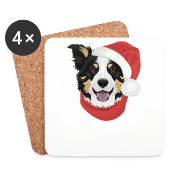 Border Collie Merry Christmas - Coasters (set of 4) - white - Front