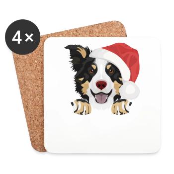 Border Collie Merry Christmas - Coasters (set of 4) - white - Front