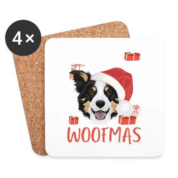 Border Collie Merry Christmas - Coasters (set of 4) - white - Front