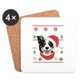 Border Collie Merry Christmas - Coasters (set of 4) - white - Front