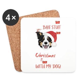 Border Collie Merry Christmas - Coasters (set of 4) - white - Front