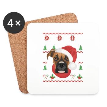 Boxer Joyeux Noël - Dessous de verre (lot de 4) - blanc - Devant