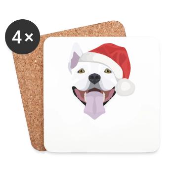 Bullterrier Frohe Weihnachten - Untersetzer (4er-Set) - Weiß - Vorne
