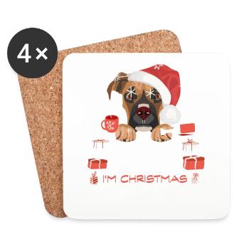 Marché de Noël Boxer - Dessous de verre (lot de 4) - blanc - Devant