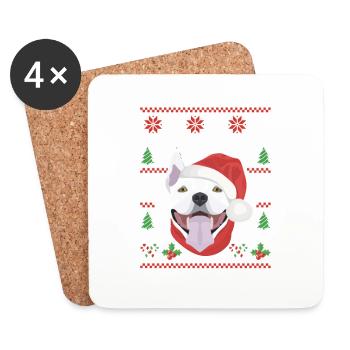 Bullterrier Frohe Weihnachten - Untersetzer (4er-Set) - Weiß - Vorne