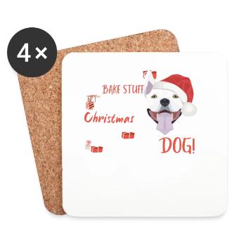 Bullterrier Frohe Weihnachten - Untersetzer (4er-Set) - Weiß - Vorne