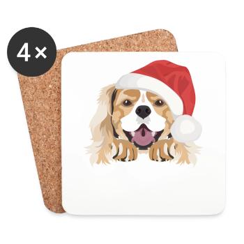 King Charles Spaniel Merry Christmas - Coasters (set of 4) - white - Front