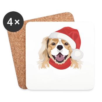 King Charles Spaniel Merry Christmas - Coasters (set of 4) - white - Front