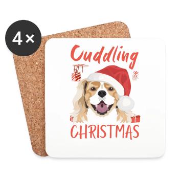 King Charles Spaniel Merry Christmas - Coasters (set of 4) - white - Front