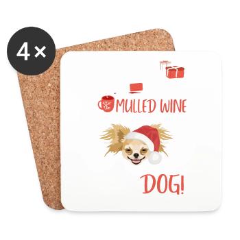 Chihuahua Mulled Wine Christmas - Coasters (set of 4) - white - Front