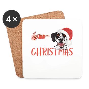 Joyeux Noël dalmate - Dessous de verre (lot de 4) - blanc - Devant