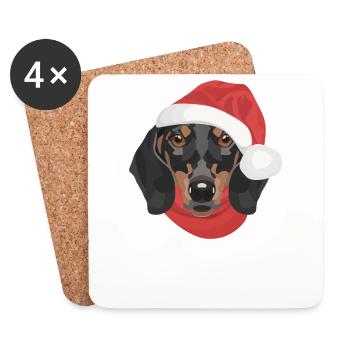 Dachshund Merry Christmas - Coasters (set of 4) - white - Front