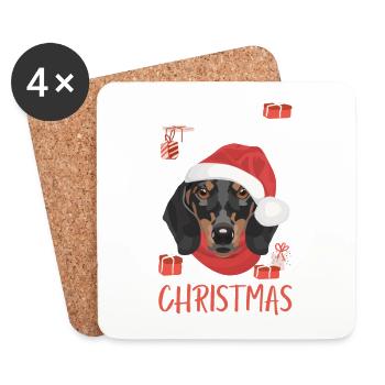 Dachshund Merry Christmas - Coasters (set of 4) - white - Front