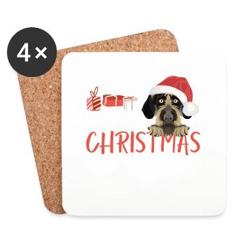 German Wirehair Joyeux Noël - Dessous de verre (lot de 4) - blanc - Devant