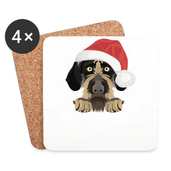 German Wirehair Joyeux Noël - Dessous de verre (lot de 4) - blanc - Devant