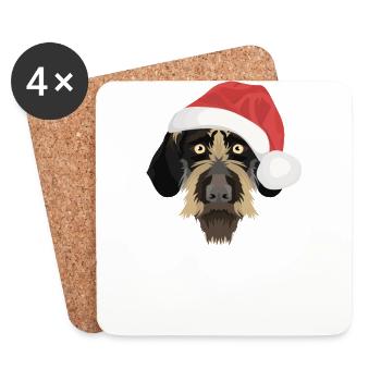 Deutsch Drahthaar Frohe Weihnachten - Untersetzer (4er-Set) - Weiß - Vorne