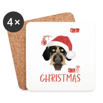 German Wirehair Joyeux Noël - Dessous de verre (lot de 4) - blanc - Devant