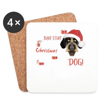 German Wirehair Joyeux Noël - Dessous de verre (lot de 4) - blanc - Devant
