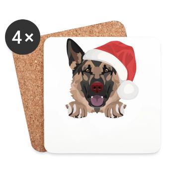Berger allemand Joyeux Noël - Dessous de verre (lot de 4) - blanc - Devant