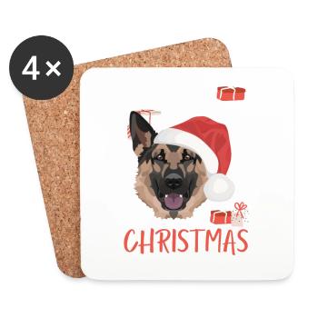 Berger allemand Joyeux Noël - Dessous de verre (lot de 4) - blanc - Devant