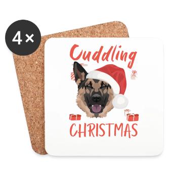 Berger allemand Joyeux Noël - Dessous de verre (lot de 4) - blanc - Devant