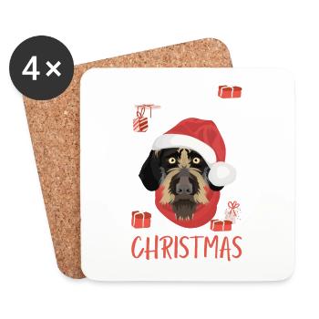 German Wirehair Joyeux Noël - Dessous de verre (lot de 4) - blanc - Devant