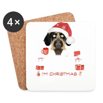 Deutsch Drahthaar Weihnachtsmarkt - Untersetzer (4er-Set) - Weiß - Vorne