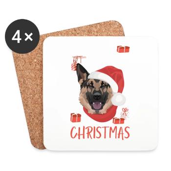 Berger allemand Joyeux Noël - Dessous de verre (lot de 4) - blanc - Devant
