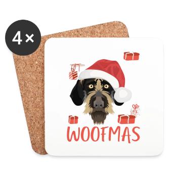 German Wirehair Joyeux Noël - Dessous de verre (lot de 4) - blanc - Devant