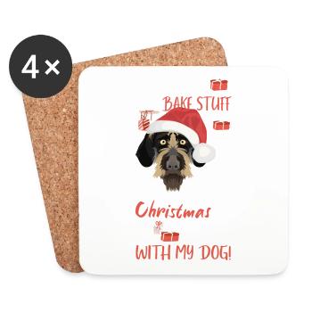 German Wirehair Joyeux Noël - Dessous de verre (lot de 4) - blanc - Devant
