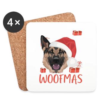 German Shepherd Merry Christmas - Coasters (set of 4) - white - Front