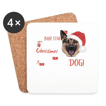 Berger allemand Joyeux Noël - Dessous de verre (lot de 4) - blanc - Devant