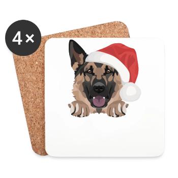 Berger allemand Joyeux Noël - Dessous de verre (lot de 4) - blanc - Devant