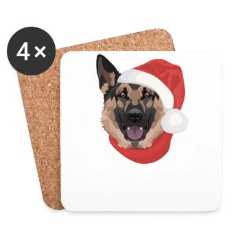 Berger allemand Joyeux Noël - Dessous de verre (lot de 4) - blanc - Devant
