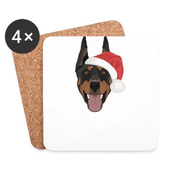 Dobermann Frohe Weihnachten - Untersetzer (4er-Set) - Weiß - Vorne