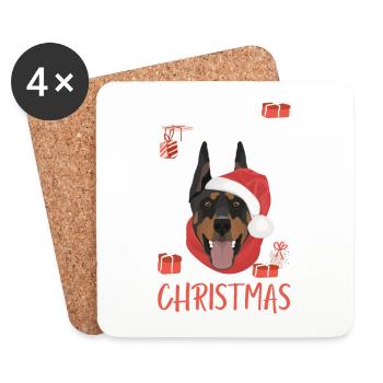 Dobermann Frohe Weihnachten - Untersetzer (4er-Set) - Weiß - Vorne